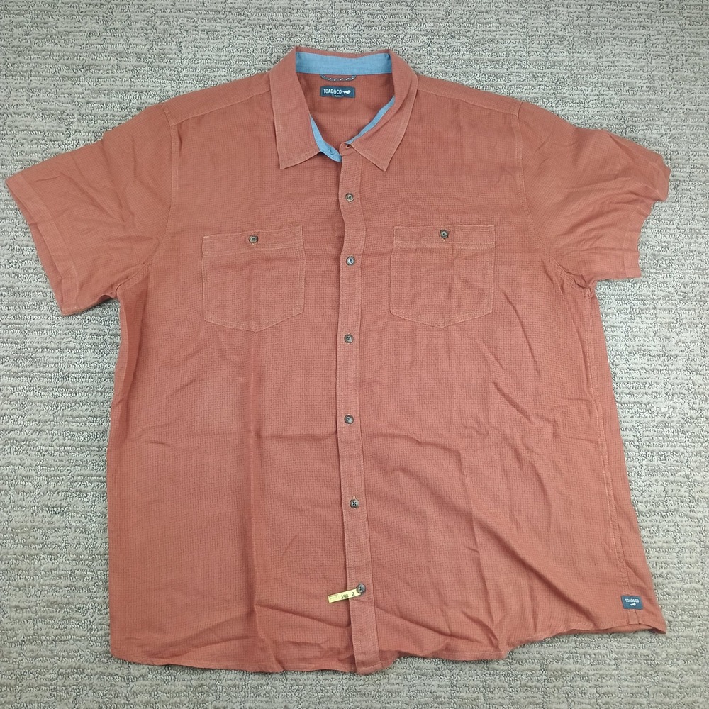 Toad&Co Honcho SS Shirt Mens XXL Rust Orange Short Sleeve Button Up T2002013